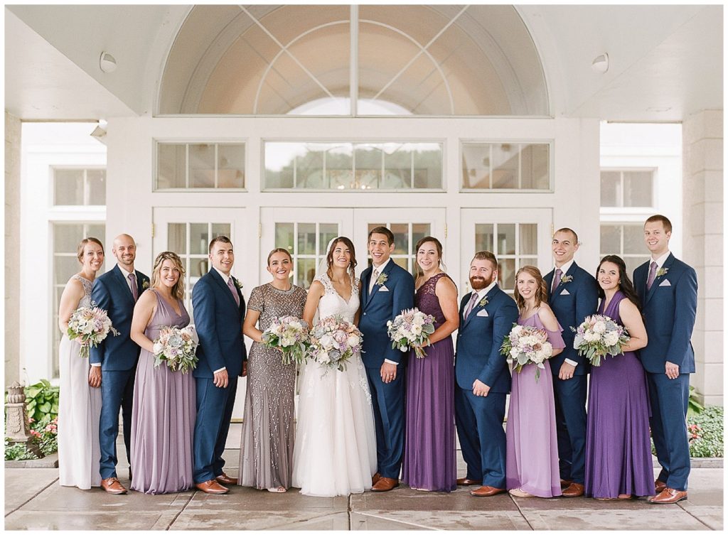 Lavender and navy wedding party