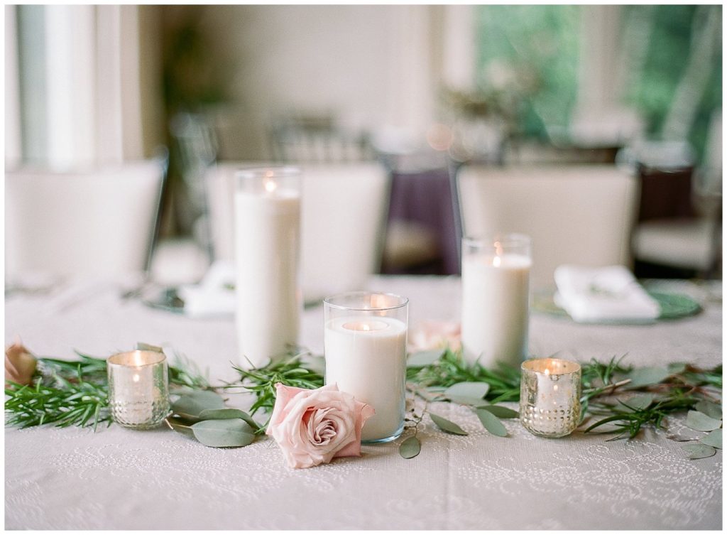 Eucalyptus garland and candles wedding