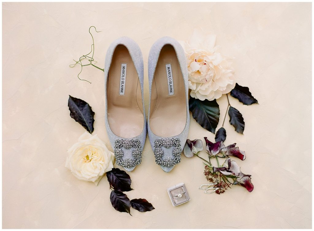 Lavender wedding shoes for fine art bride
