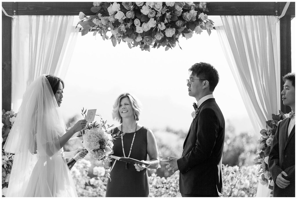 Exchanging vows at Harvest Inn in Napa