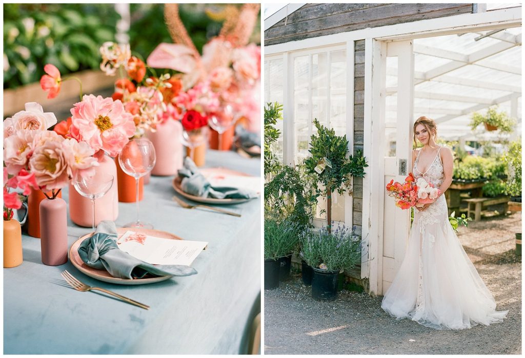 Blush and dusty blue wedding inspiration in a Seattle greenhouse 
