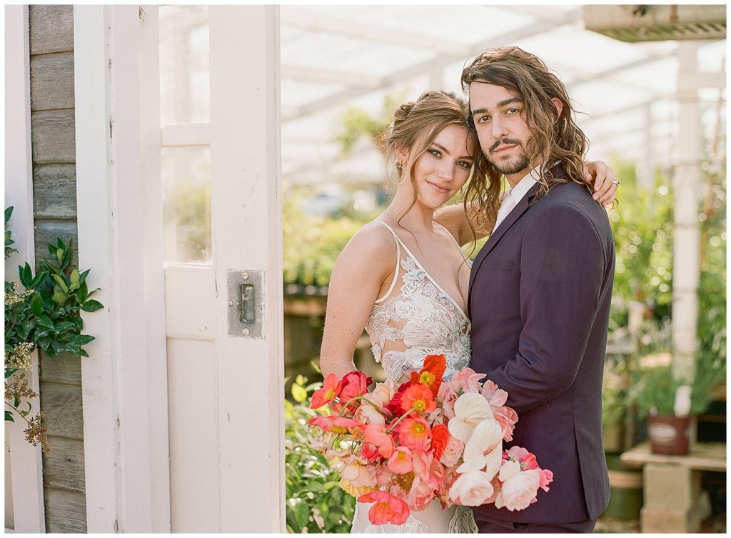 Colorful modern greenhouse wedding inspiration with Gather Design Company and The Ganeys