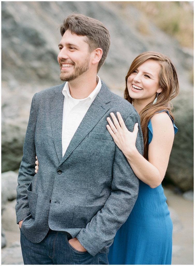 Royal blue dress from Anthropologie engagement photos || The Ganeys