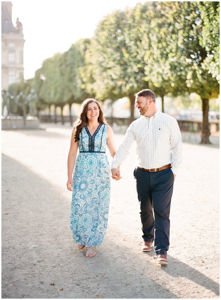 Romantic Paris Engagement session at the Louvre shot on film || The Ganeys