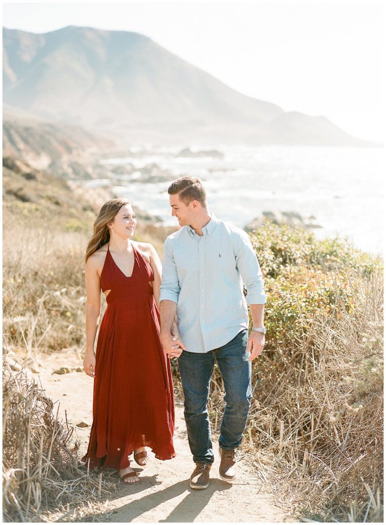 Big Sur Engagement Photos shot on film with red Free People Dress || The Ganeys