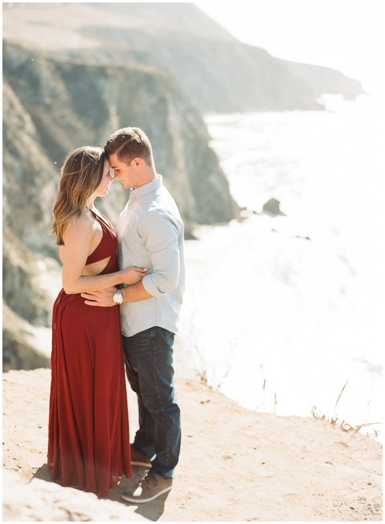 Bixby Bridge Engagement photos in Big Sur with red dress || The Ganeys