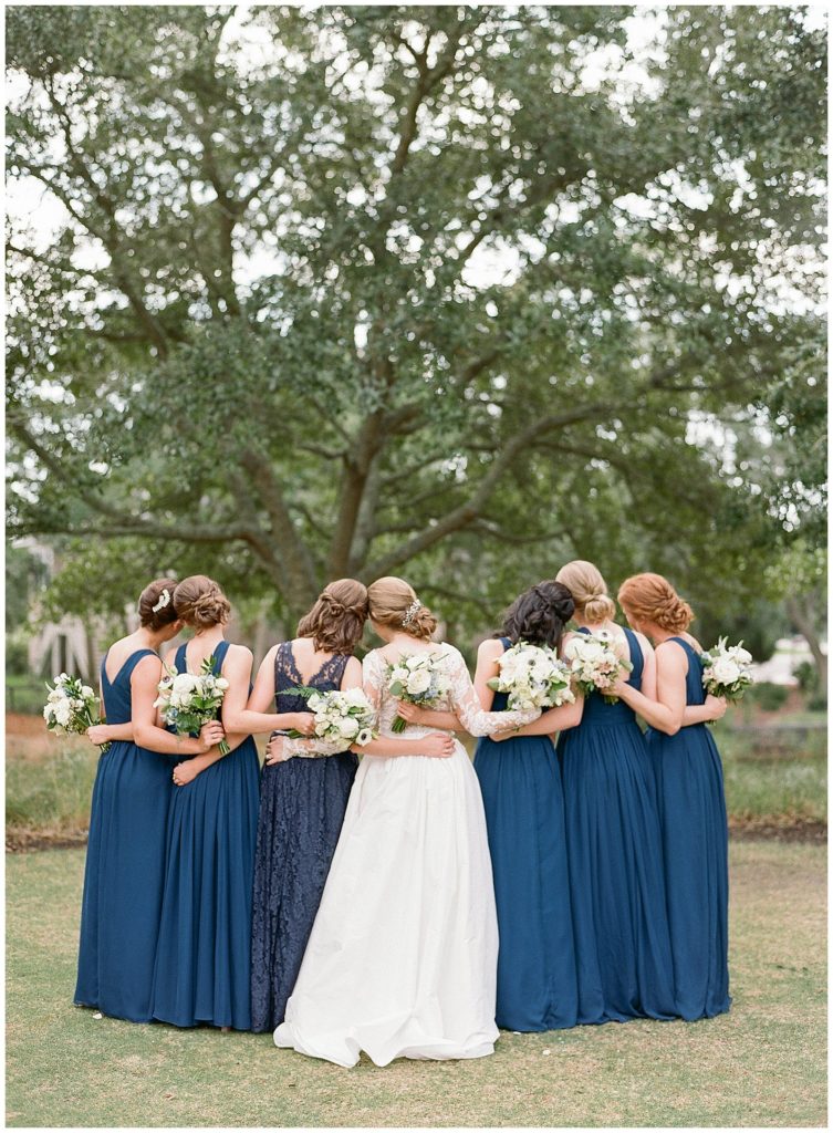 Bridesmaids in navy blue dresses for Kiawah Island Wedding || The Ganeys
