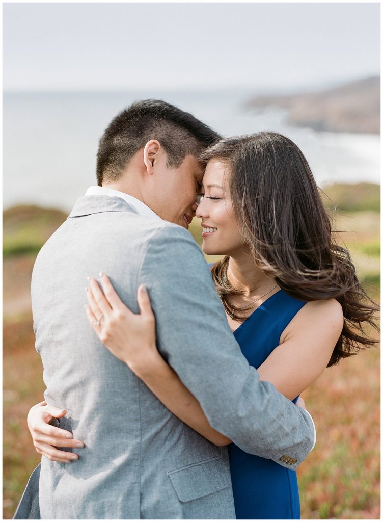 Marin Headlands Engagement Photos with royal blue dress || The Ganeys
