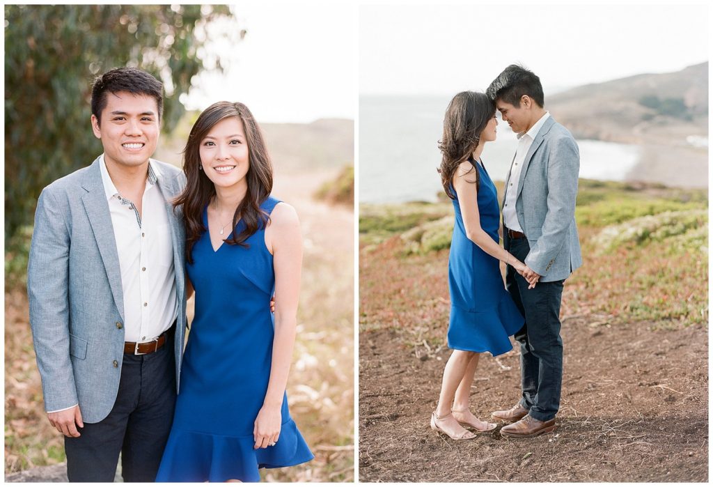 Engagement photos with royal blue dress