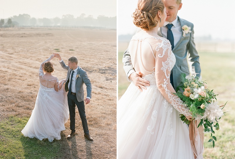 Lace sleeved wedding gown at The Ranch at Birch Creek