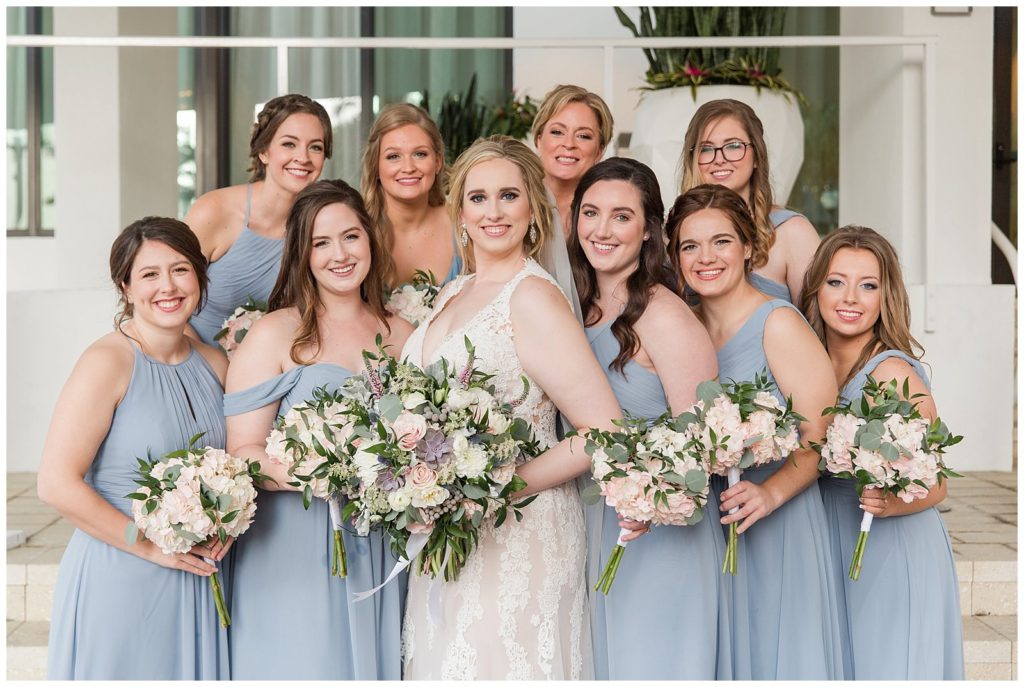 Light blue bridesmaids dresses from Azazie