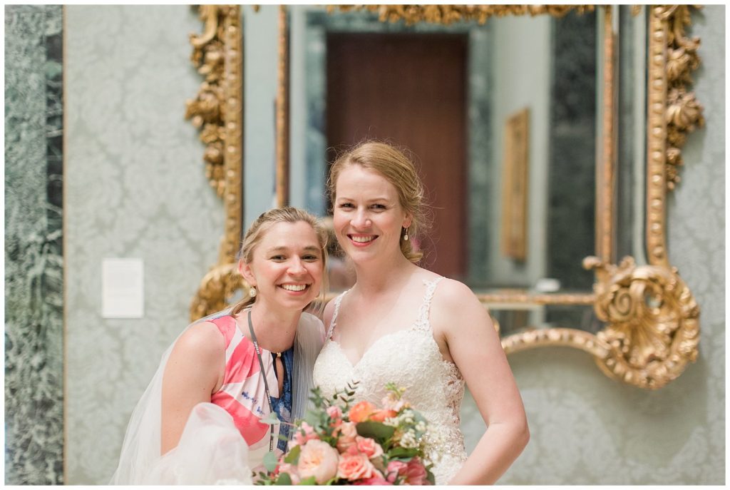 Emily and Danielle on her wedding day at the Museum of Fine Arts