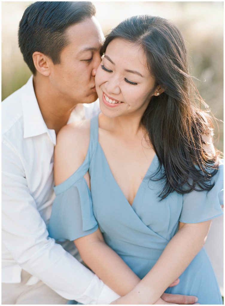 Engagement photos with light blue gown || The Ganeys