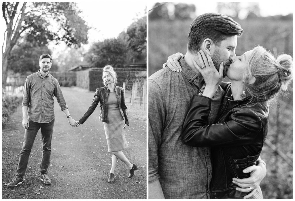 Black and white film engagement photos