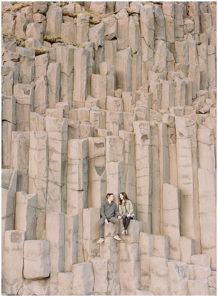 Engagement Photos on Basalt Columns in Iceland