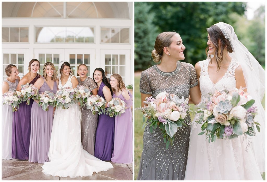 Purple bridesmaids dresses for Oneida Country Club Wedding in Green Bay