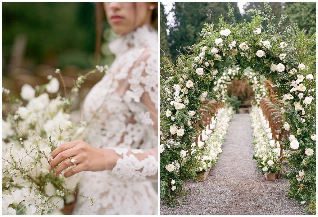 Double floral arch ceremony at Chateau Lill by Gather Design Company and Callista and Company