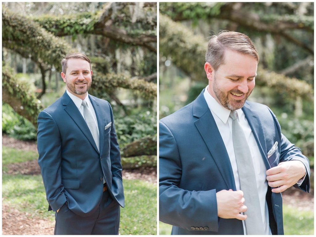 Groom at Bok Tower before first look
