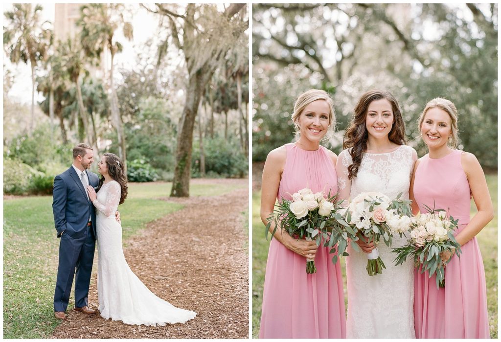 Bok Tower Garden wedding with bridesmaids dresses in bubble gum pink