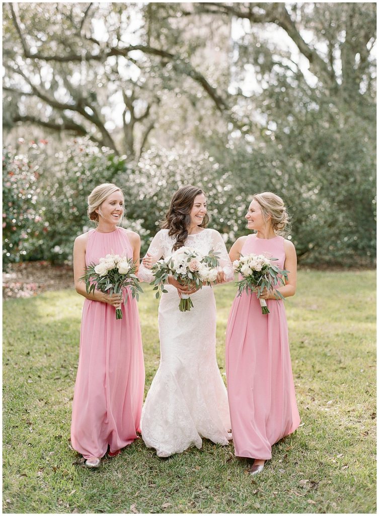 Bubble gum pink bridesmaids dresses