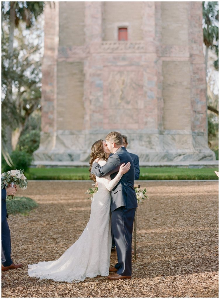 Wedding ceremony at Bok Tower Gardens Sundial Overlook || The Ganeys