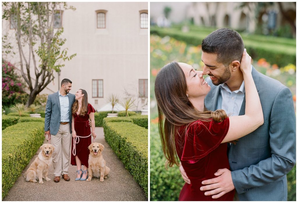 San Diego Engagement Photos with Golden Retrievers