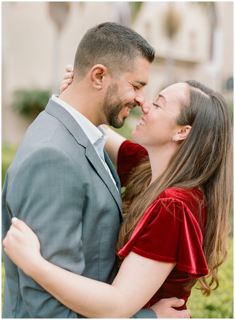Engagement photos in red velvet dress || The Ganeys
