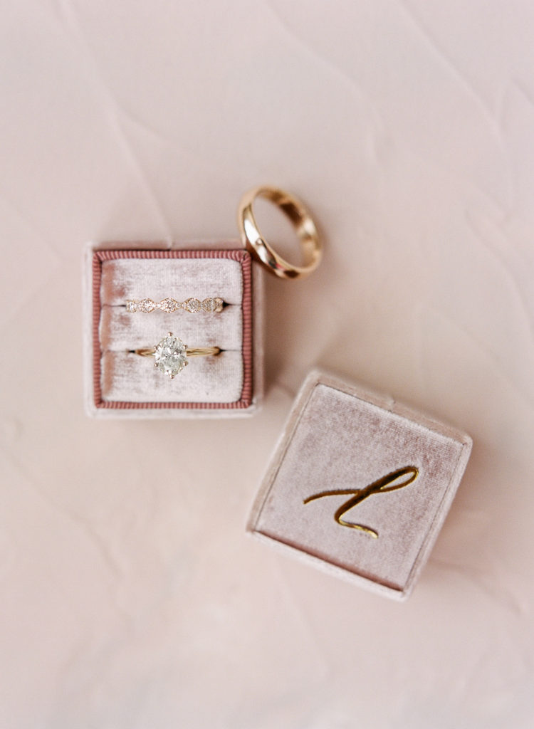 Mrs Box with monogram and marquise diamond ring || The Ganeys