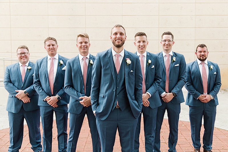 Groomsmen in navy suits for Museum of Fine Arts Wedding