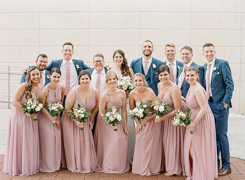 Blush and navy wedding party photos at the Museum of Fine Arts St Pete
