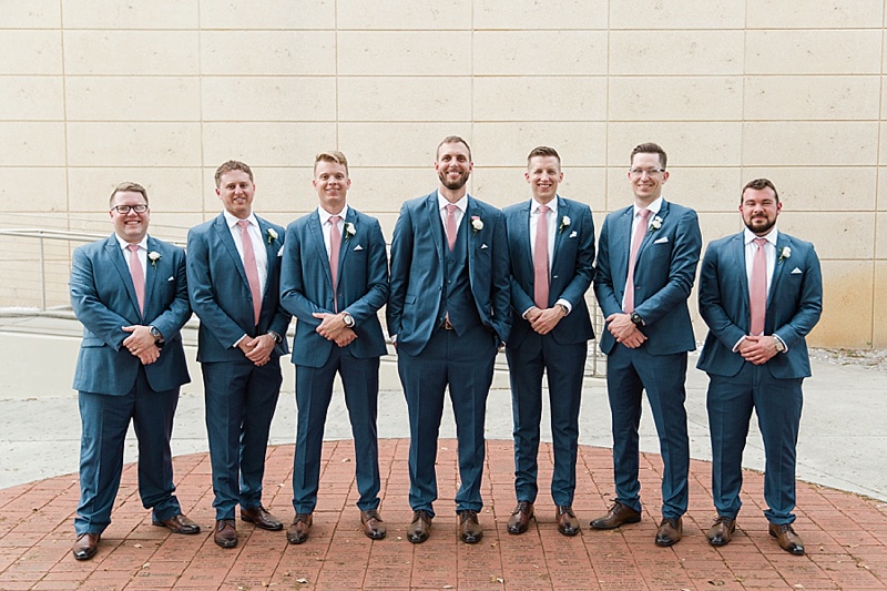 Groomsmen in navy suits for MFA St Pete wedding