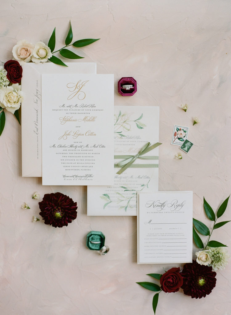 Elegant wedding invitation for wedding at Bella Collina || The Ganeys