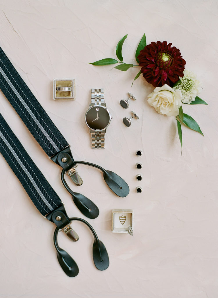 Flatlay of groom's items for Bella Collina Wedding || The Ganeys