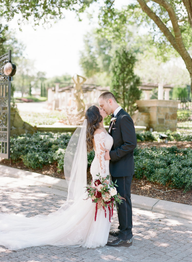 Bella Collina Wedding with Maroon flowers and Pronovias Gown || The Ganeys