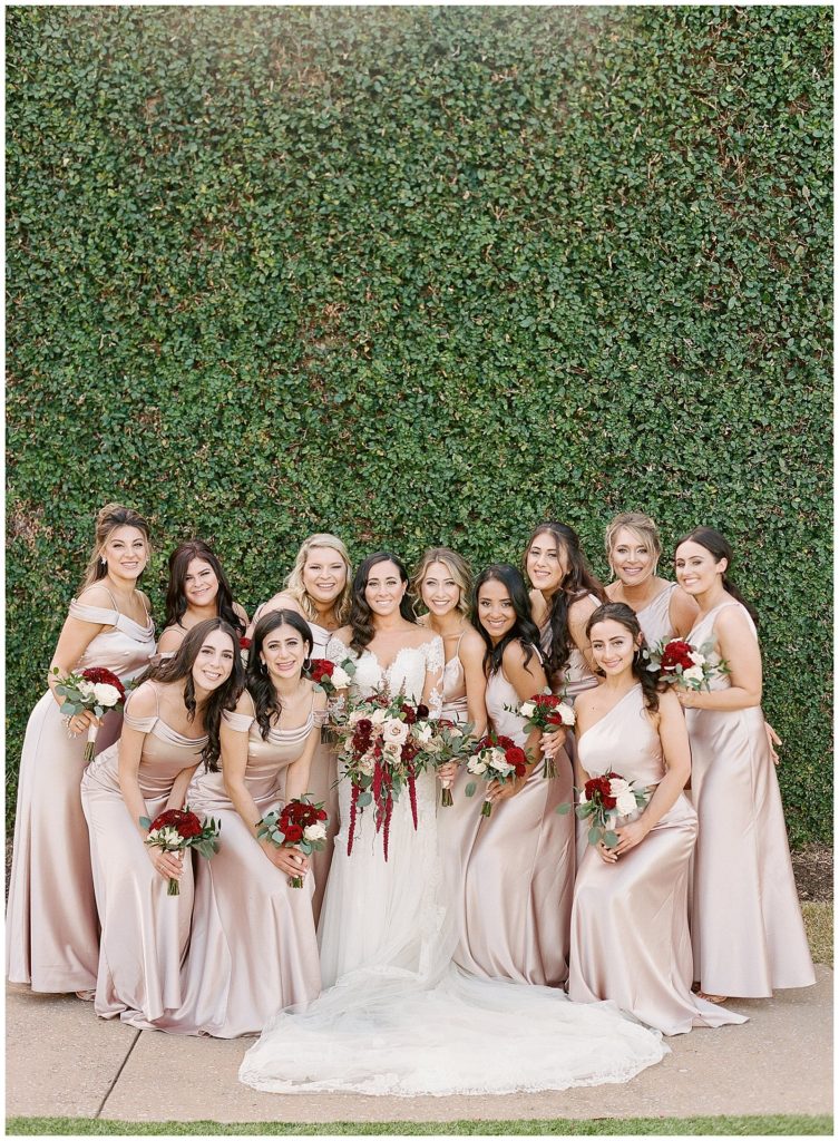 Jenny Yoo blush satin bridesmaids dresses at Bella Collina || The Ganeys