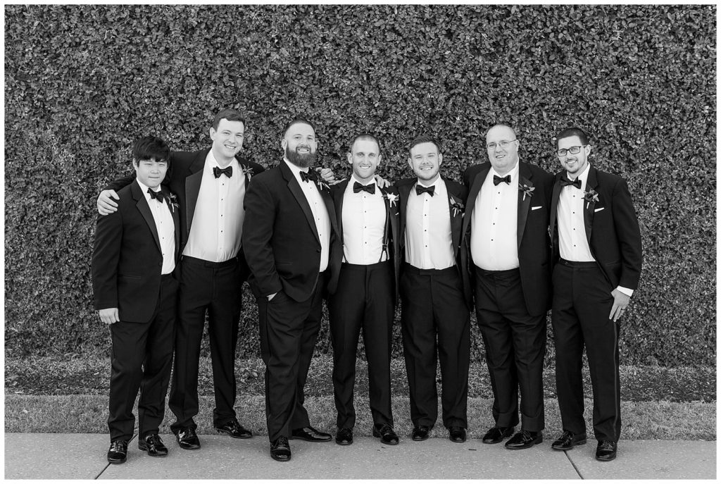 Wedding at Bella Collina with groomsmen in tuxes