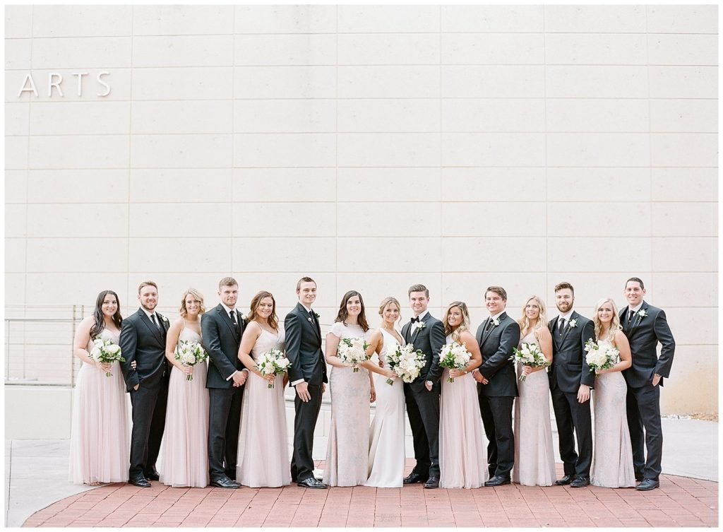 Black and blush wedding party