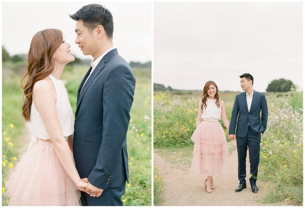 Engagement photos with pink tulle skirt