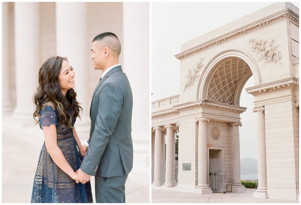 elegant engagement photos at the Legion of Honor in SF