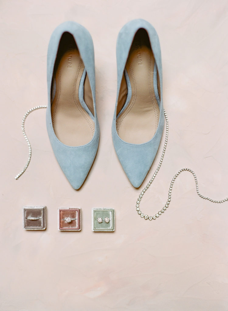 Blue wedding shoes with The Mrs. Box || The Ganeys