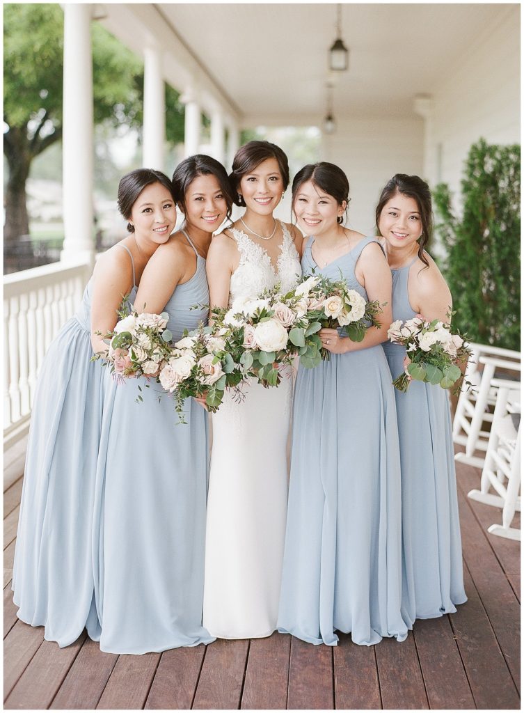 Light blue bridesmaids dresses from Azazie for Silverado Resort Wedding || The Ganeys