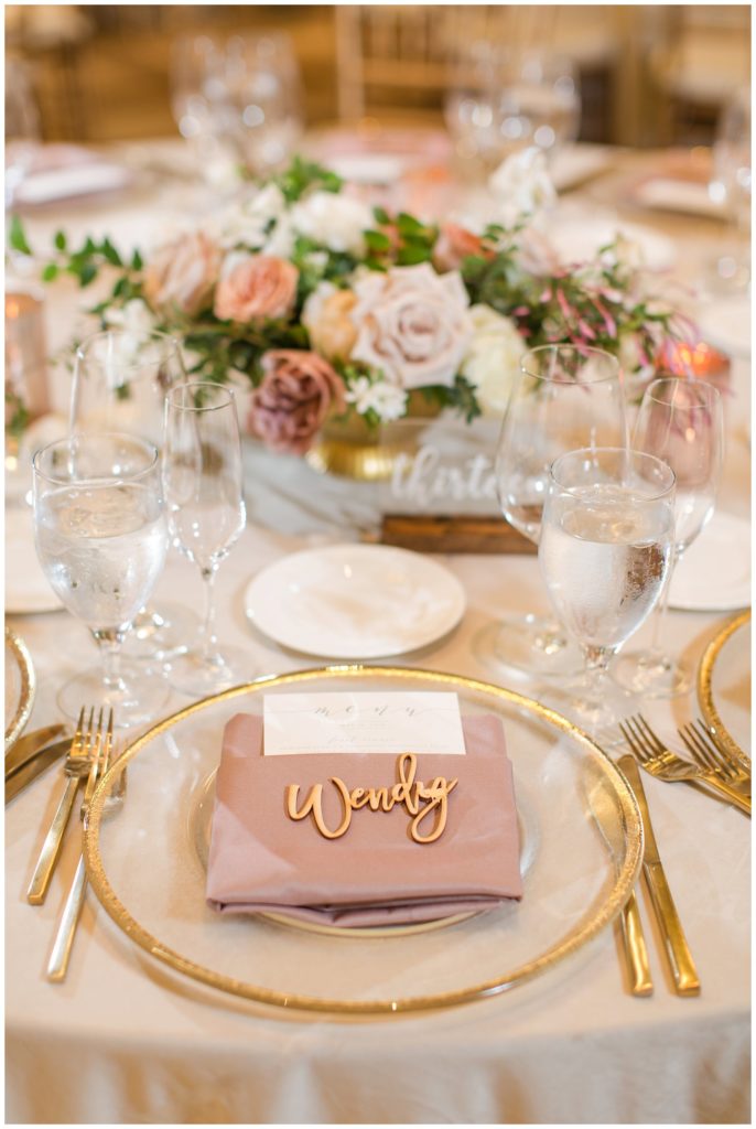 Elegant blush and gold wedding reception at Silverado Resort || The Ganeys