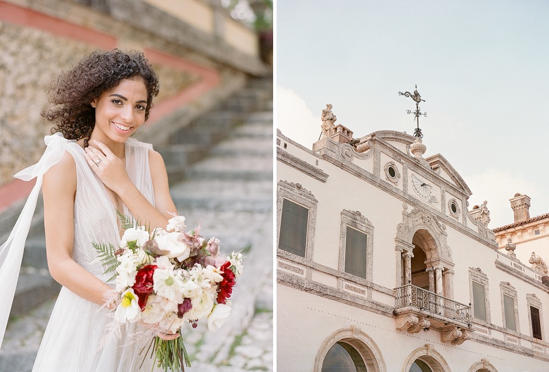 Bride in Ines Di Santo gown with wings