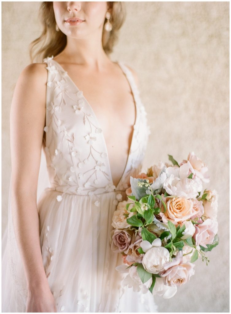 Alexandra Grecco gown with Kaleb Norman James Bouquet || The Ganeys