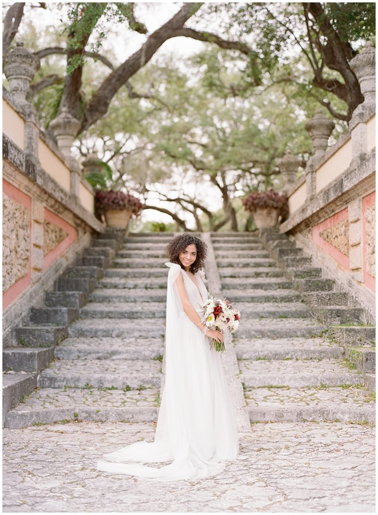 Bride at Vizcaya in Ines Di Santo Gown with wings || The Ganeys