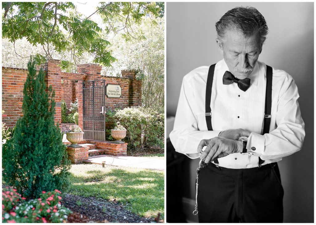Groom getting ready at Nottoway Plantation