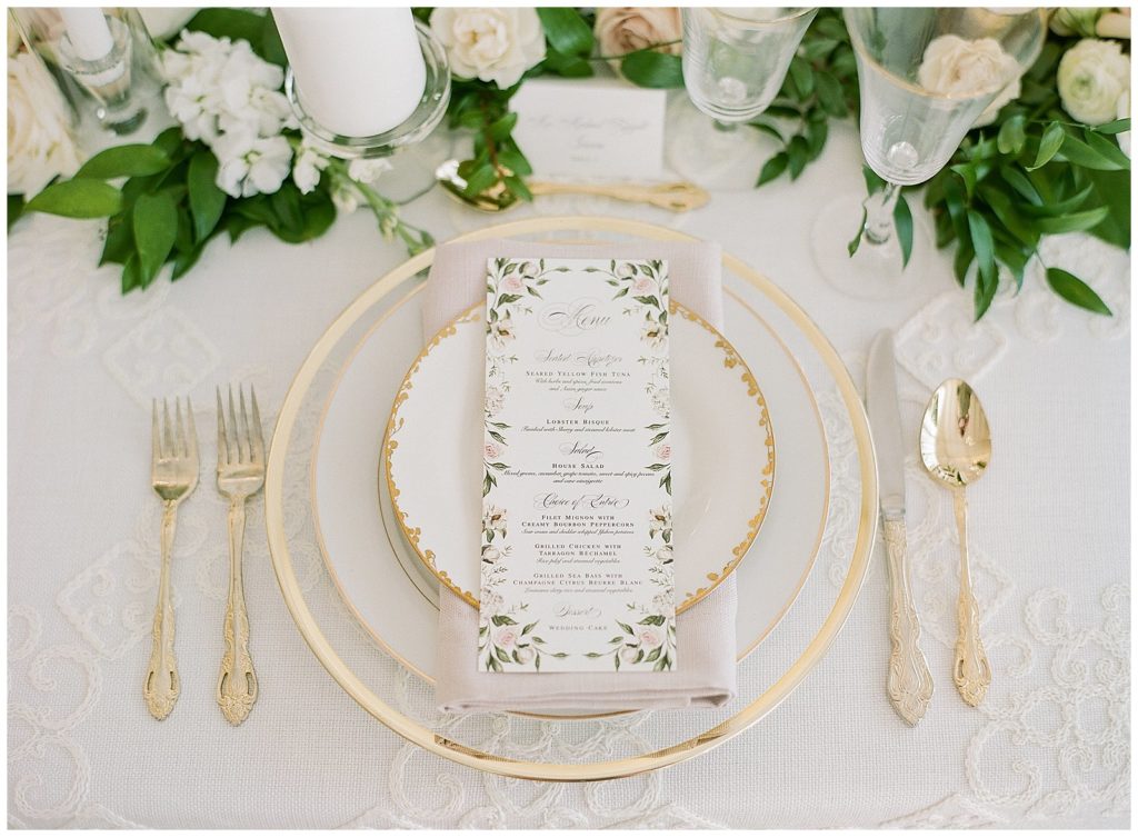 Blush and gold wedding with greenery