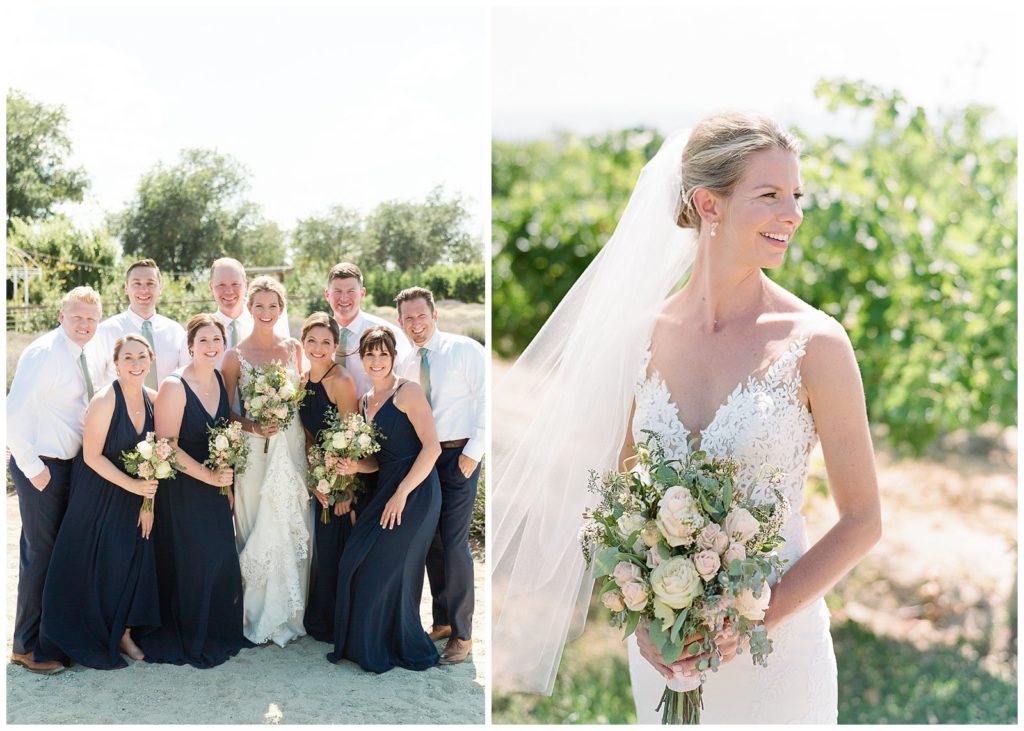 Wedding party in navy and sage