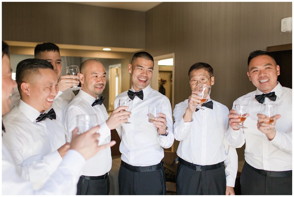 Groomsmen getting ready for wedding in Livermore