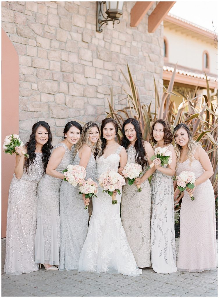 mismatched bridesmaids dresses for Casa Real wedding in Livermore || The Ganeys